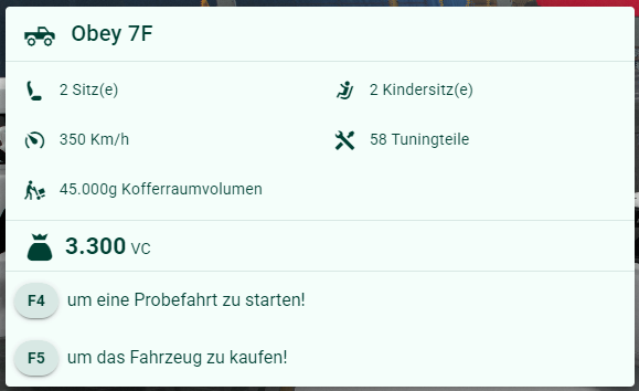 Kaufbildschirm (Im Fahrzeug)